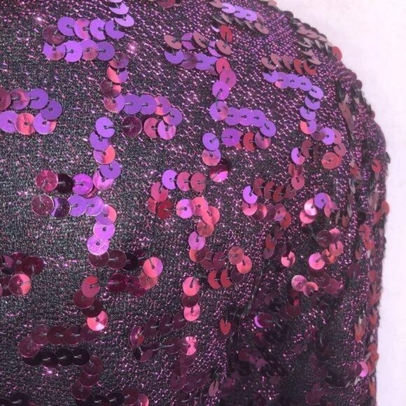 Lilli Diamond Dress Womens Vintage 70s Sequin Disco Metallic Matching Belt - Picture 10 of 14